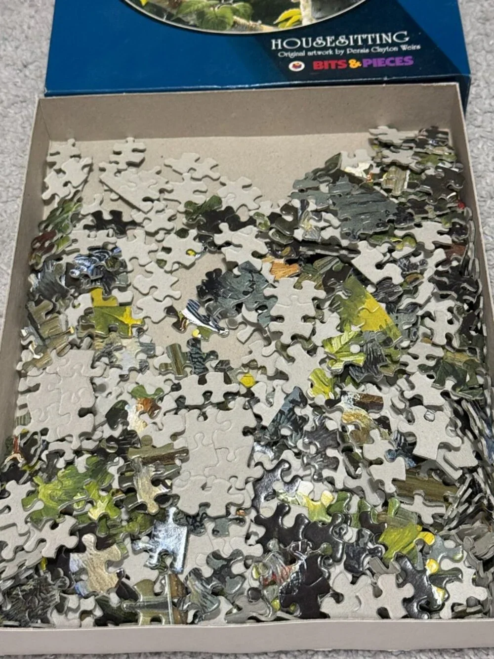 Vintage 1999 Jigsaw Puzzle Bits & Pieces 500 Piece Puzzle House Sitting Cat Bird